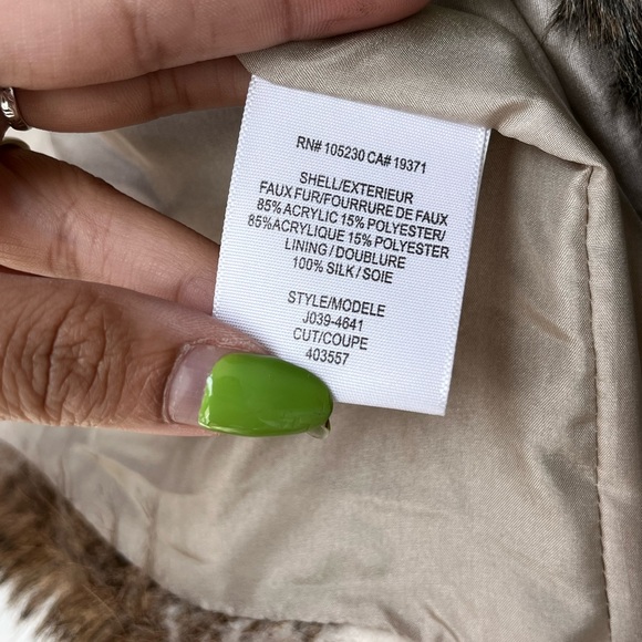 NWOT Joie Womens Collared Open Front Faux Fur Vest Jacket Brown - Picture 9 of 10